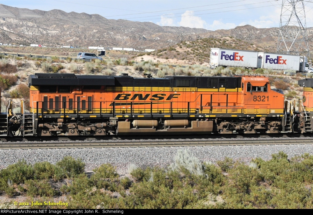 BNSF 8321 (ES44C4) at Alray-Cajon Pass CA. 8/5/2022